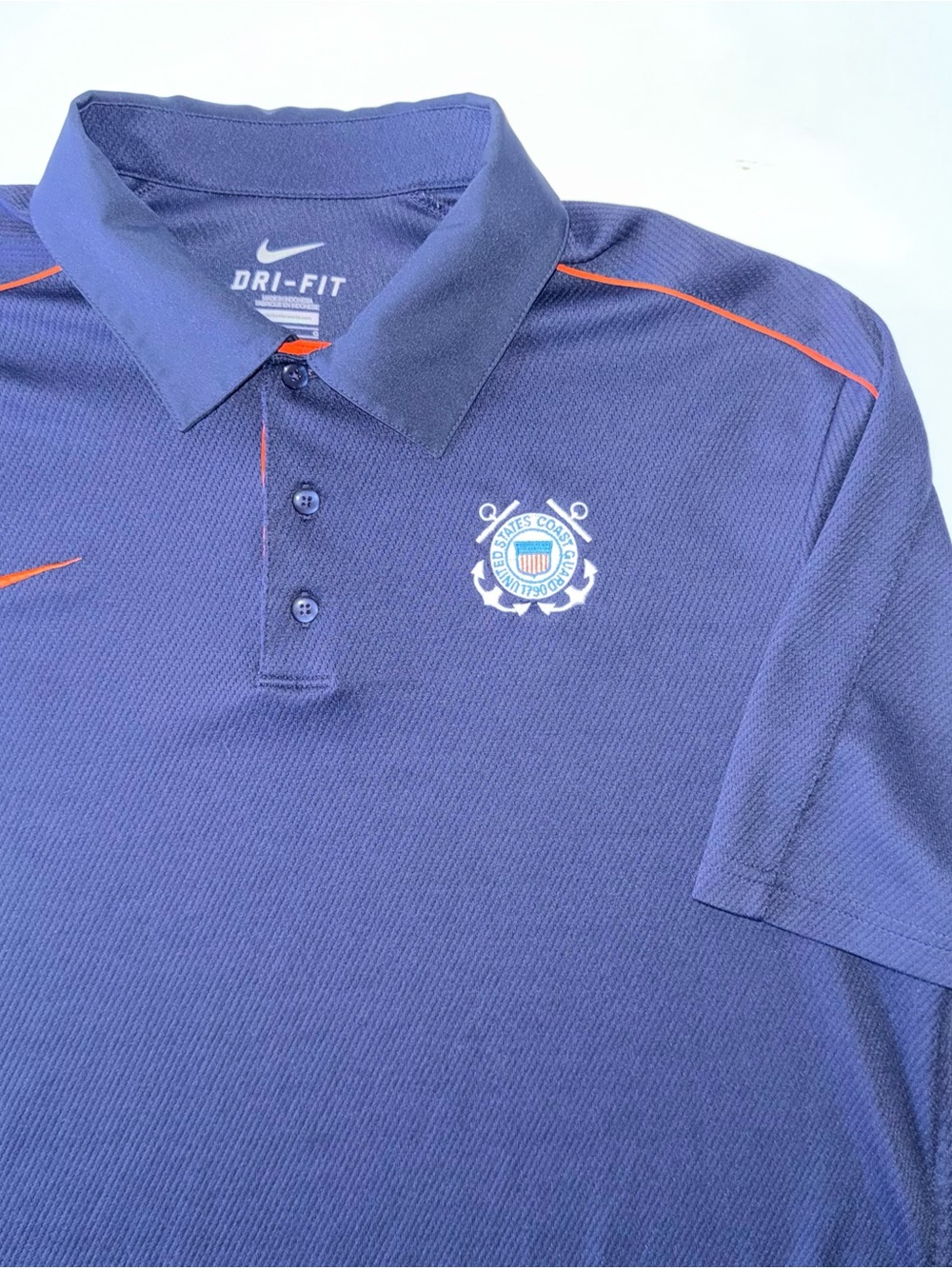 Nike Dri-FIT Polo Men's L Navy Blue US Coast Guard Performance Golf Shirt